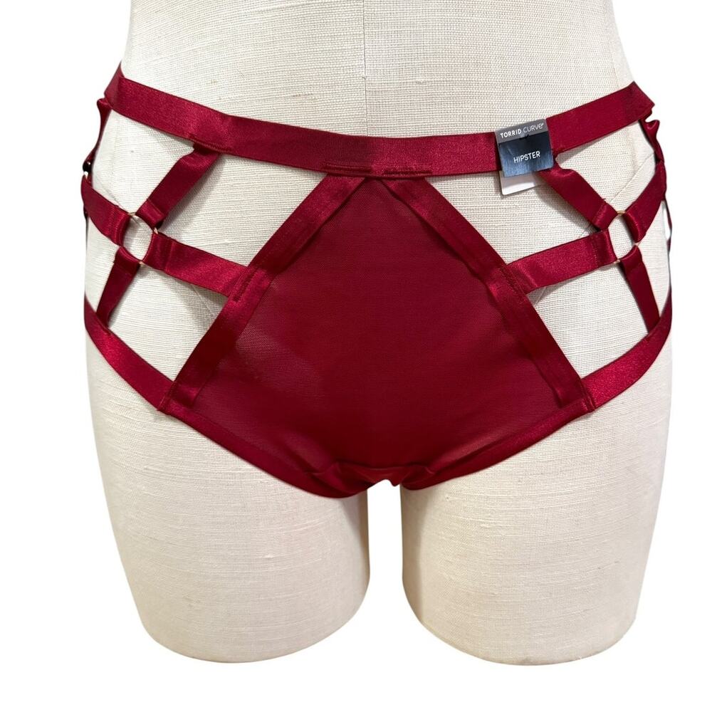 Torrid Plus Size 5 Sexy Red Overt Strappy Mesh O-Ring Hipster Panty Panties New